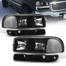 Load image into Gallery viewer, GMC Sierra 1500 1500HD 2500 2500HD 3500 1999-2006 / Sierra Classic 2007 / Yukon 2000-2006 / Yukon XL 1500 2500 2000-2006 Factory Style Headlights + Bumpers Black Housing Clear Len Clear Reflector