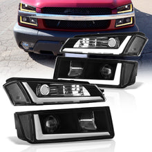 Load image into Gallery viewer, Chevrolet Avalanche (Plastic Body Cladding Models Only) 2002-2006 Sequential LED DRL Bar Projector Headlights + Bumpers Black Housing Clear Len Clear Reflector