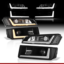 Load image into Gallery viewer, Chevrolet Avalanche (Plastic Body Cladding Models Only) 2002-2006 Sequential LED DRL Bar Projector Headlights + Bumpers Black Housing Clear Len Clear Reflector