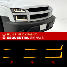Load image into Gallery viewer, Chevrolet Avalanche (Plastic Body Cladding Models Only) 2002-2006 Sequential LED DRL Bar Projector Headlights + Bumpers Black Housing Clear Len Clear Reflector