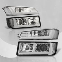 Load image into Gallery viewer, Chevrolet Avalanche (Plastic Body Cladding Models Only) 2002-2006 Sequential LED DRL Bar Projector Headlights + Bumpers Chrome Housing Clear Len Clear Reflector