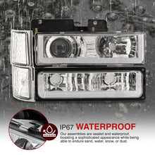 Load image into Gallery viewer, Chevrolet C/K 1500 2500 3500 1994-1998 LED DRL Bar Projector Headlights + Bumpers + Corners Chrome Housing Clear Len Clear Reflector