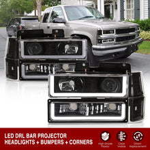Load image into Gallery viewer, Chevrolet C/K 1500 2500 3500 1994-1998 LED DRL Bar Projector Headlights + Bumpers + Corners Black Housing Clear Len Clear Reflector