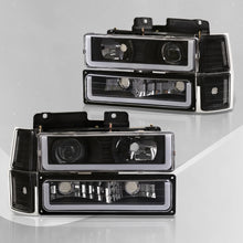 Load image into Gallery viewer, Chevrolet C/K 1500 2500 3500 1994-1998 LED DRL Bar Projector Headlights + Bumpers + Corners Black Housing Clear Len Clear Reflector