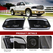 Load image into Gallery viewer, Dodge Ram 1500 2009-2018 / Ram 2500 3500 2010-2018 LED DRL Bar Projector Headlights Black Housing Clear Len Clear Reflector (Dual / Quad Models Headlamps Only)