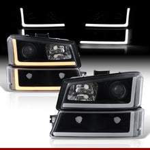 Load image into Gallery viewer, Chevrolet Silverado 2003-2006 Sequential LED DRL Bar Projector Headlights + Bumpers Black Housing Clear Len Clear Reflector