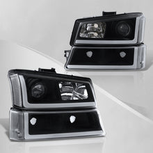Load image into Gallery viewer, Chevrolet Silverado 2003-2006 Sequential LED DRL Bar Projector Headlights + Bumpers Black Housing Clear Len Clear Reflector