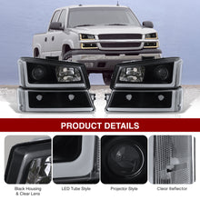Load image into Gallery viewer, Chevrolet Silverado 2003-2006 Sequential LED DRL Bar Projector Headlights + Bumpers Black Housing Clear Len Clear Reflector