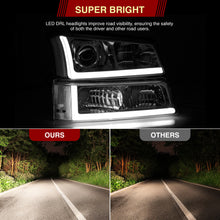 Load image into Gallery viewer, Chevrolet Silverado 2003-2006 Sequential LED DRL Bar Projector Headlights + Bumpers Chrome Housing Clear Len Clear Reflector