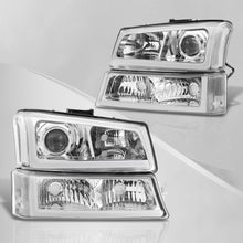 Load image into Gallery viewer, Chevrolet Silverado 2003-2006 Sequential LED DRL Bar Projector Headlights + Bumpers Chrome Housing Clear Len Clear Reflector
