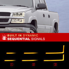Load image into Gallery viewer, Chevrolet Silverado 2003-2006 Sequential LED DRL Bar Projector Headlights + Bumpers Chrome Housing Clear Len Clear Reflector