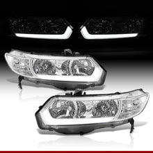 Load image into Gallery viewer, Honda Civic Coupe 2006-2011 LED DRL Bar Factory Style Headlights Chrome Housing Clear Len Clear Reflector