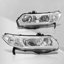 Load image into Gallery viewer, Honda Civic Coupe 2006-2011 LED DRL Bar Factory Style Headlights Chrome Housing Clear Len Clear Reflector