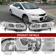 Load image into Gallery viewer, Honda Civic Coupe 2006-2011 LED DRL Bar Factory Style Headlights Chrome Housing Clear Len Clear Reflector