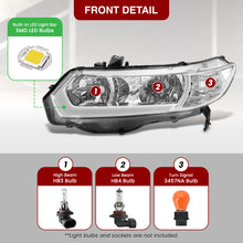 Load image into Gallery viewer, Honda Civic Coupe 2006-2011 LED DRL Bar Factory Style Headlights Chrome Housing Clear Len Clear Reflector