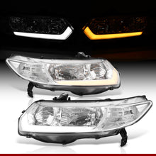 Load image into Gallery viewer, Honda Civic Coupe 2006-2011 Sequential LED DRL Bar Factory Style Headlights Chrome Housing Clear Len Clear Reflector