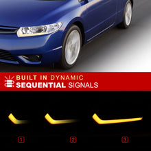 Load image into Gallery viewer, Honda Civic Coupe 2006-2011 Sequential LED DRL Bar Factory Style Headlights Chrome Housing Clear Len Clear Reflector