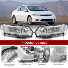 Load image into Gallery viewer, Honda Civic Coupe 2006-2011 Sequential LED DRL Bar Factory Style Headlights Chrome Housing Clear Len Clear Reflector