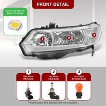 Load image into Gallery viewer, Honda Civic Coupe 2006-2011 Sequential LED DRL Bar Factory Style Headlights Chrome Housing Clear Len Clear Reflector