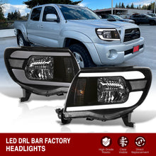 Load image into Gallery viewer, Toyota Tacoma 2005-2011 LED DRL Bar Factory Style Headlights Black Housing Clear Len Clear Reflector