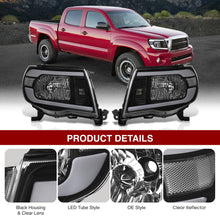Load image into Gallery viewer, Toyota Tacoma 2005-2011 LED DRL Bar Factory Style Headlights Black Housing Clear Len Clear Reflector