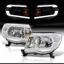 Load image into Gallery viewer, Toyota Tacoma 2005-2011 LED DRL Bar Factory Style Headlights Chrome Housing Clear Len Clear Reflector