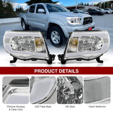 Load image into Gallery viewer, Toyota Tacoma 2005-2011 LED DRL Bar Factory Style Headlights Chrome Housing Clear Len Clear Reflector