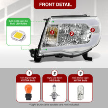 Load image into Gallery viewer, Toyota Tacoma 2005-2011 LED DRL Bar Factory Style Headlights Chrome Housing Clear Len Clear Reflector