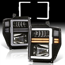 Load image into Gallery viewer, Ford F250 F350 F450 F550 Super Duty 2008-2010 Sequential LED DRL Bar Factory Style Headlights Black Housing Clear Len Clear Reflector