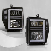 Load image into Gallery viewer, Ford F250 F350 F450 F550 Super Duty 2008-2010 Sequential LED DRL Bar Factory Style Headlights Black Housing Clear Len Clear Reflector