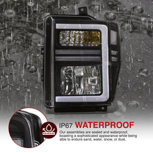 Load image into Gallery viewer, Ford F250 F350 F450 F550 Super Duty 2008-2010 Sequential LED DRL Bar Factory Style Headlights Black Housing Clear Len Clear Reflector