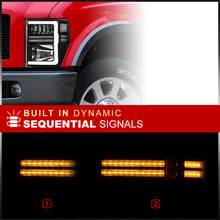 Load image into Gallery viewer, Ford F250 F350 F450 F550 Super Duty 2008-2010 Sequential LED DRL Bar Factory Style Headlights Black Housing Clear Len Clear Reflector