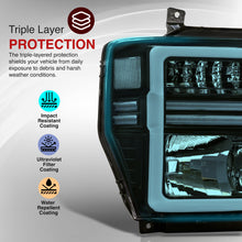 Load image into Gallery viewer, Ford F250 F350 F450 F550 Super Duty 2008-2010 Sequential LED DRL Bar Factory Style Headlights Black Housing Clear Len Clear Reflector