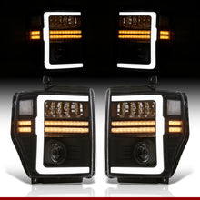 Load image into Gallery viewer, Ford F250 F350 F450 F550 Super Duty 2008-2010 Sequential LED DRL Bar Projector Headlights Black Housing Clear Len Clear Reflector