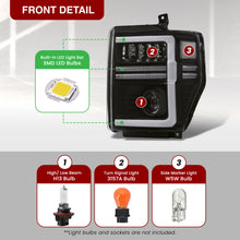 Load image into Gallery viewer, Ford F250 F350 F450 F550 Super Duty 2008-2010 Sequential LED DRL Bar Projector Headlights Black Housing Clear Len Clear Reflector