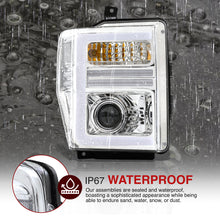 Load image into Gallery viewer, Ford F250 F350 F450 F550 Super Duty 2008-2010 Sequential LED DRL Bar Projector Headlights Chrome Housing Clear Len Clear Reflector