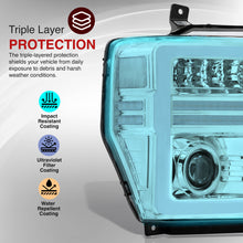 Load image into Gallery viewer, Ford F250 F350 F450 F550 Super Duty 2008-2010 Sequential LED DRL Bar Projector Headlights Chrome Housing Clear Len Clear Reflector