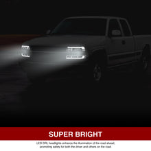Load image into Gallery viewer, Chevrolet Silverado 1999-2002 / Suburban Tahoe 2000-2006 LED DRL Bar Factory Style Headlights + Bumpers Black Housing Clear Len Clear Reflector