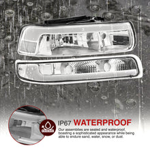 Load image into Gallery viewer, Chevrolet Silverado 1999-2002 / Suburban Tahoe 2000-2006 LED DRL Bar Factory Style Headlights + Bumpers Chrome Housing Clear Len Clear Reflector