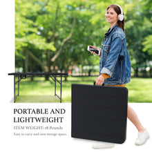 Load image into Gallery viewer, AJP Distributors 4FT Portable Plastic Folding Table Half Foldable Heavy Duty w/ Carry Handle (Black) - Indoor Outdoor Backyard Camping Picnic Birthday BBQ Party Wedding Dining Office Event Meeting