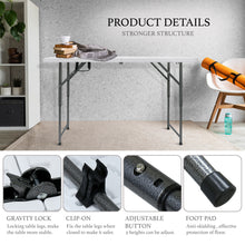 Load image into Gallery viewer, AJP Distributors 4FT Portable Plastic Folding Table Half Foldable Heavy Duty w/ Carry Handle (White) - Indoor Outdoor Backyard Camping Picnic Birthday BBQ Party Wedding Dining Office Event Meeting