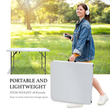 Load image into Gallery viewer, AJP Distributors 4FT Portable Plastic Folding Table Half Foldable Heavy Duty w/ Carry Handle (White) - Indoor Outdoor Backyard Camping Picnic Birthday BBQ Party Wedding Dining Office Event Meeting