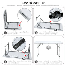 Load image into Gallery viewer, AJP Distributors 4FT Portable Plastic Folding Table Half Foldable Heavy Duty w/ Carry Handle (White) - Indoor Outdoor Backyard Camping Picnic Birthday BBQ Party Wedding Dining Office Event Meeting