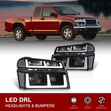 Load image into Gallery viewer, Chevrolet Colorado 2004-2012 LED DRL Bar Factory Style Headlights + Bumpers Black Housing Clear Len Clear Reflector