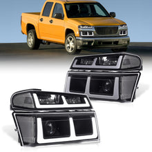 Load image into Gallery viewer, Chevrolet Colorado 2004-2012 LED DRL Bar Projector Headlights + Bumpers Black Housing Clear Len Clear Reflector