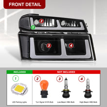 Load image into Gallery viewer, Chevrolet Colorado 2004-2012 LED DRL Bar Projector Headlights + Bumpers Black Housing Clear Len Clear Reflector