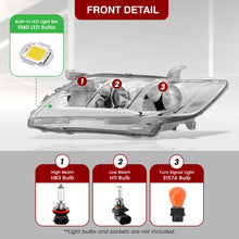 Load image into Gallery viewer, Toyota Camry 2007-2009 LED DRL Bar Factory Style Headlights Chrome Housing Clear Len Clear Reflector