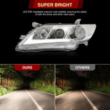 Load image into Gallery viewer, Toyota Camry 2007-2009 LED DRL Bar Factory Style Headlights Chrome Housing Clear Len Clear Reflector
