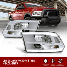 Load image into Gallery viewer, Dodge Ram 1500 2009-2018 / Ram 2500 3500 2010-2018 LED DRL Bar Factory Style Headlights White Housing Clear Len Clear Reflector (Dual / Quad Models Headlamps Only)