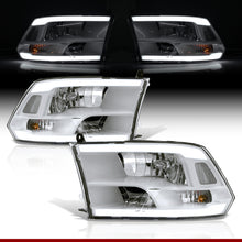 Load image into Gallery viewer, Dodge Ram 1500 2009-2018 / Ram 2500 3500 2010-2018 LED DRL Bar Factory Style Headlights White Housing Clear Len Clear Reflector (Dual / Quad Models Headlamps Only)